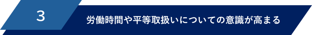 概況③労働時間や平等取り扱いについての意識が高まっている